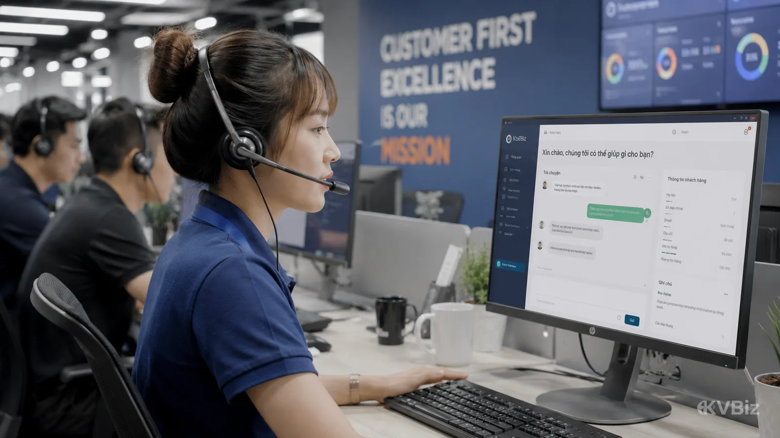Ảnh minh họa AI-generated · KVBiz: trung tâm hỗ trợ khách hàng tiếng Việt/đa ngôn ngữ.