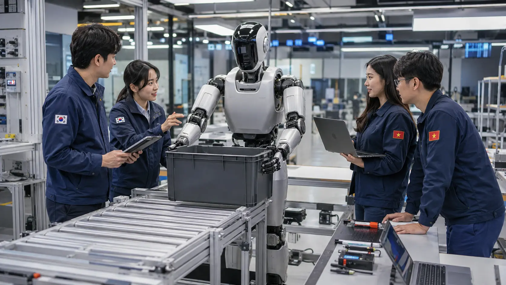 Hàn Quốc có khách hàng sản xuất và hệ sinh thái robot; Việt Nam có thể phát triển phần mềm, mô phỏng, vận hành dữ liệu và kiểm định ở quy mô lớn.