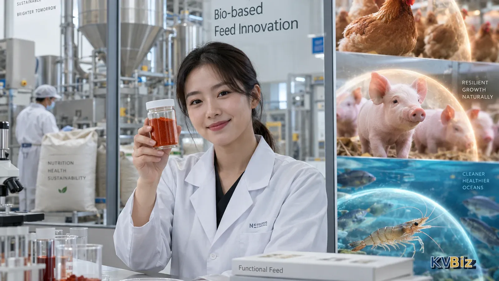 Từ nguyên liệu sinh học trong phòng thí nghiệm đến thức ăn chức năng cho gia cầm, heo và thủy sản — chặng đường còn cần chuẩn hoá và thử nghiệm.
