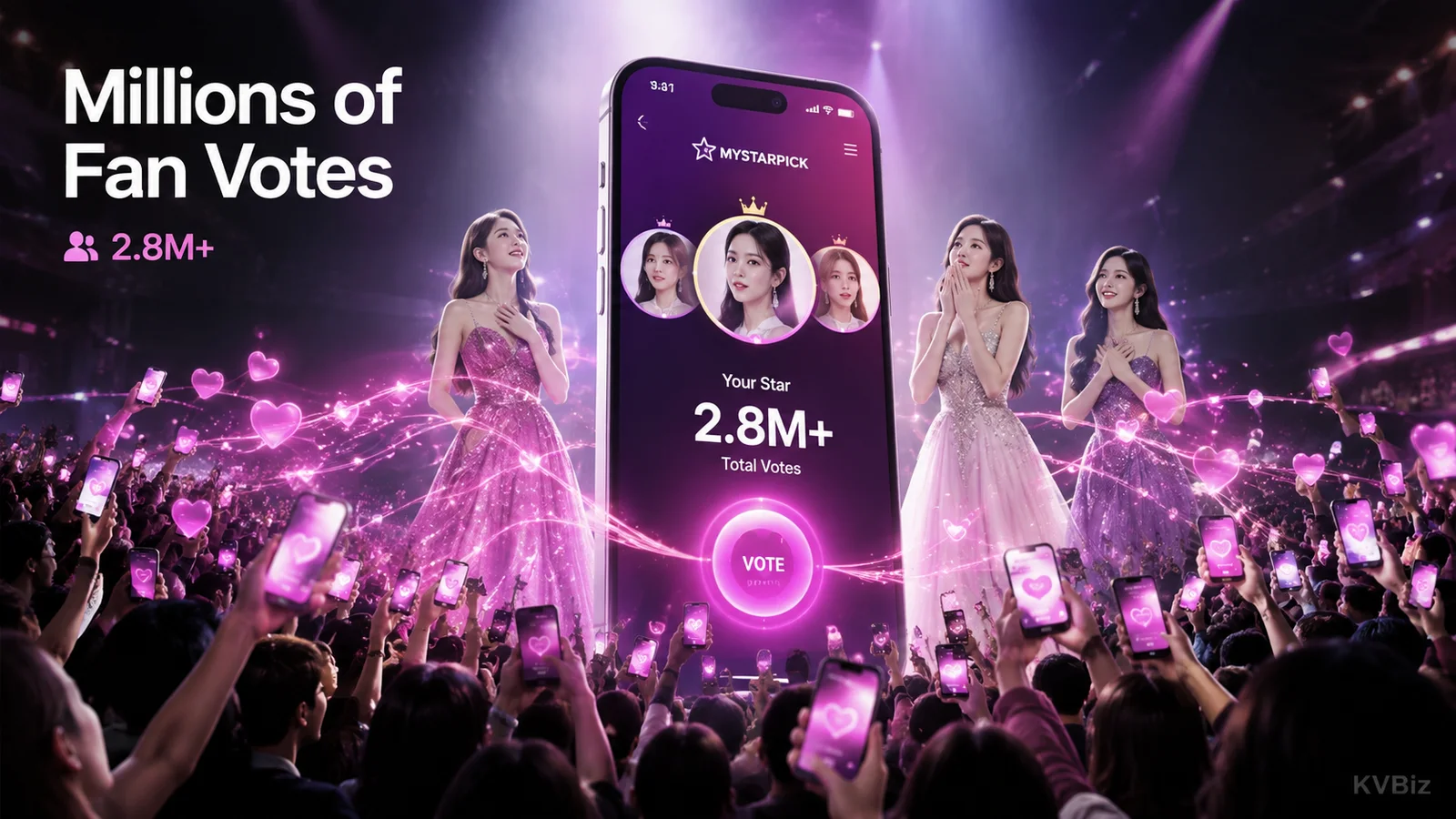 Ảnh minh họa editorial KVBiz: MyStarPick công bố đã xử lý hơn 2,8 triệu lượt fan vote qua các cuộc thi tại Hàn Quốc.
