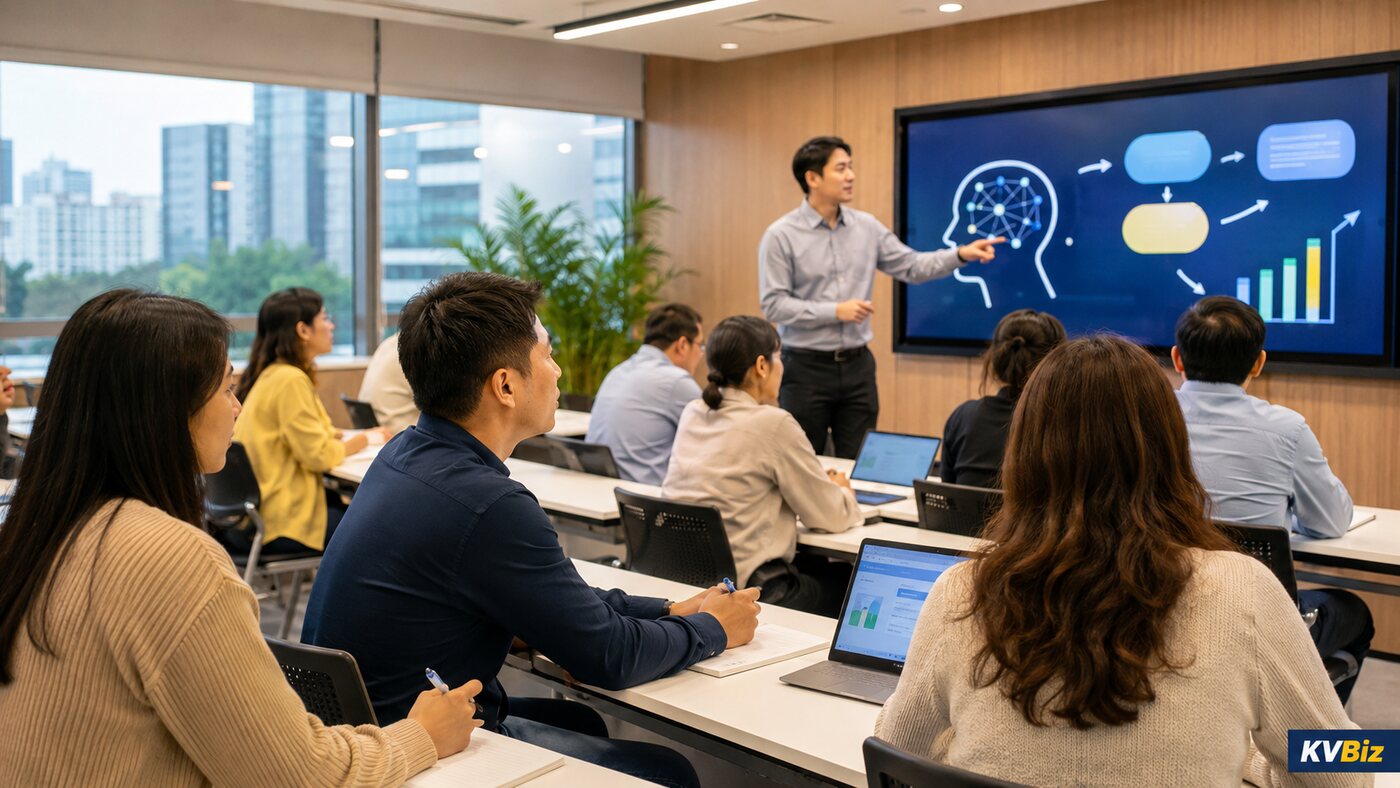 Ảnh minh họa lớp học người lớn tại Seoul với nội dung AI và kỹ năng thực hành
