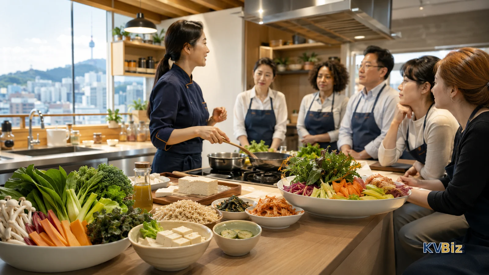 Đồ họa KVBiz về lớp nấu ăn phòng cao huyết áp và tiểu đường tại Seoul