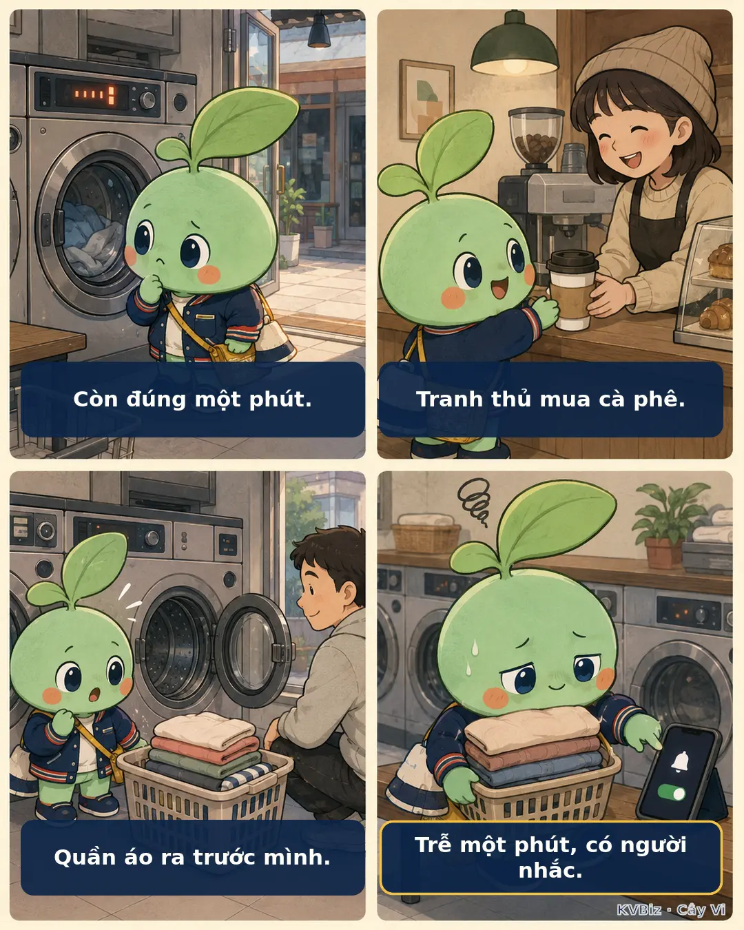 Quá giờ máy giặt đúng một phút