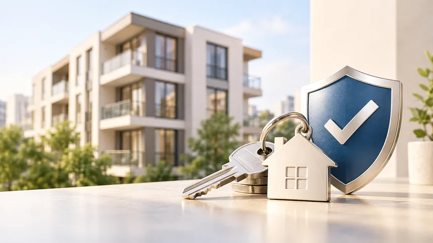 Chìa khoá nhà và biểu tượng bảo vệ tiền cọc
